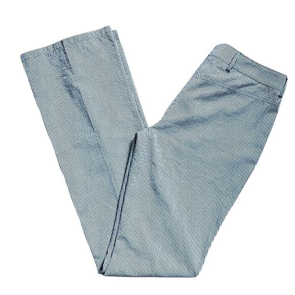 Akris Punto Striped Blue/White Faye Boot-Cut Pants | Size 6 - Picture 2 of 8